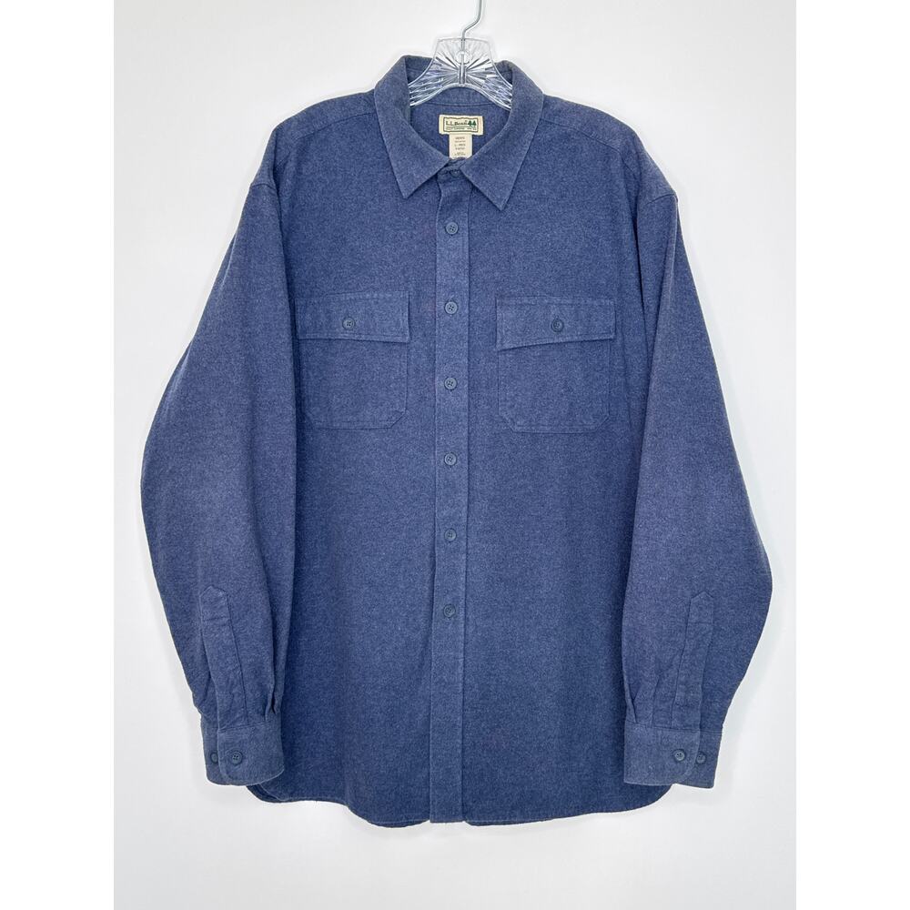 L.L. Bean Vintage Y2K 100% cotton button down flannel shirt blue large